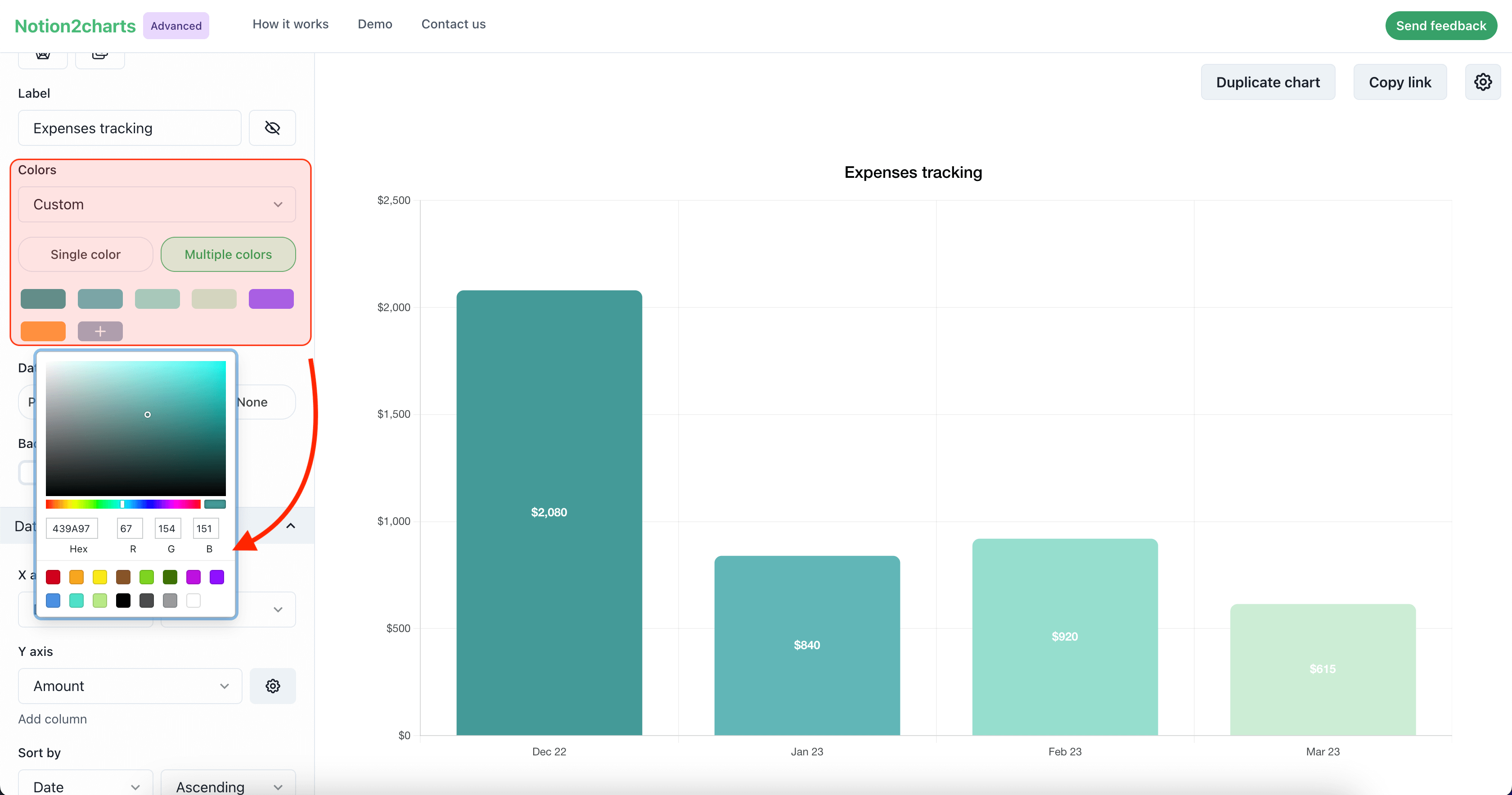 Customizing chart colors in ChartBase