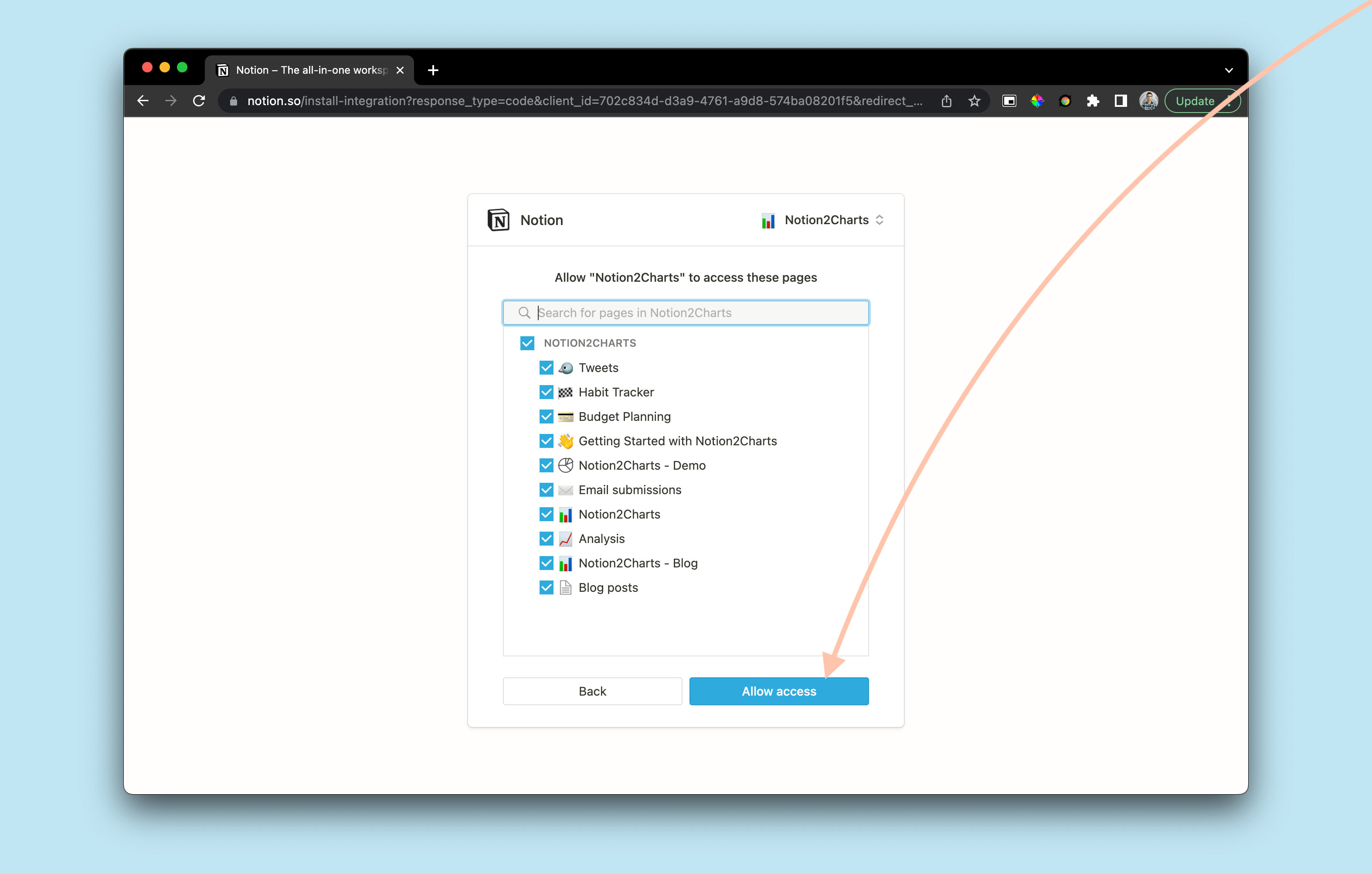Allow access to Notion pages