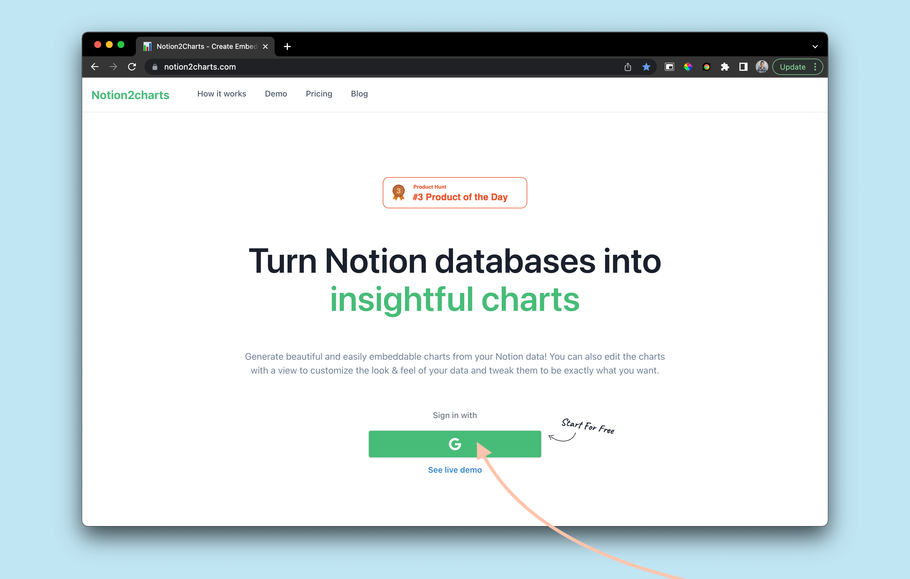 Register to Notion2Charts